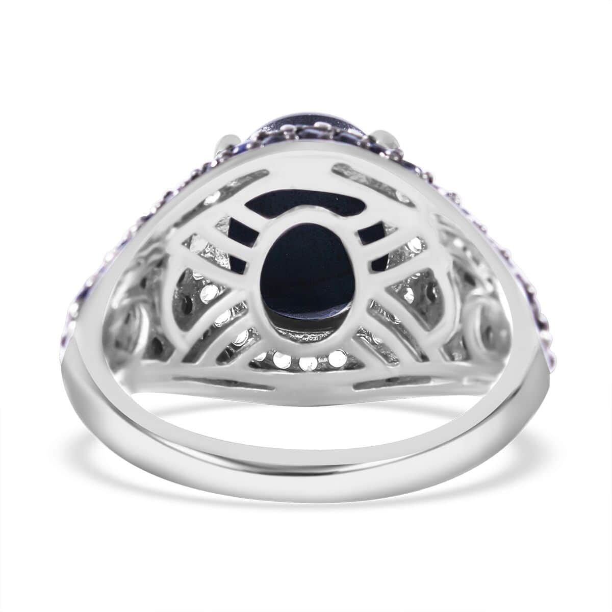 Blue Star Sapphire (DF) and Multi Gemstone Winter Ring in Platinum Over Sterling Silver (Size 10.0) 7.90 ctw image number 3