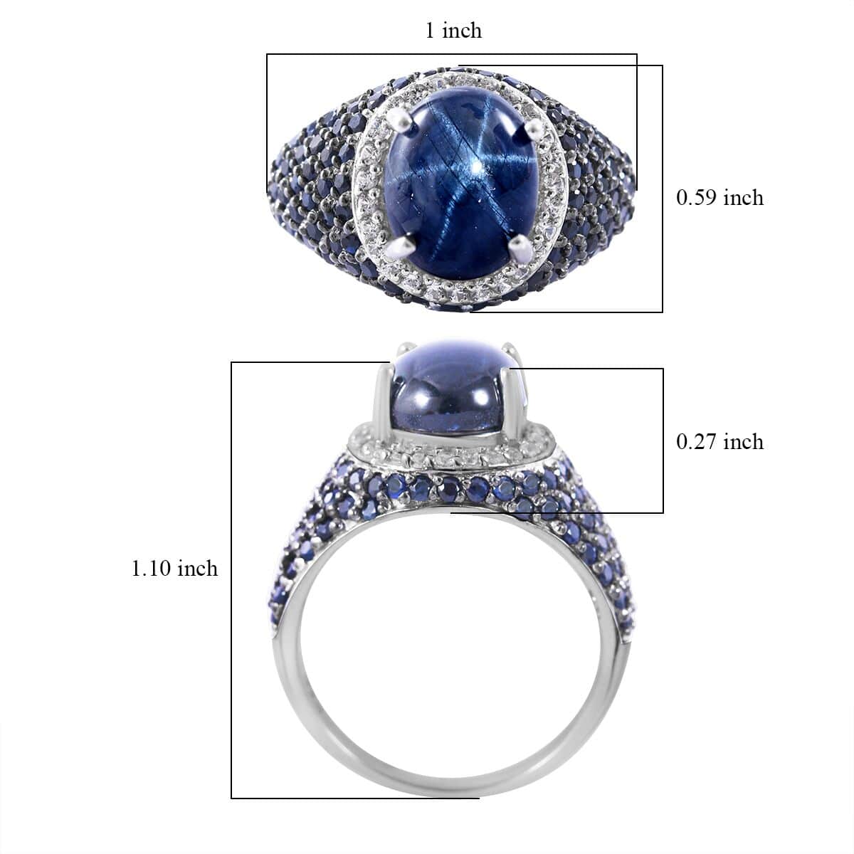 Blue Star Sapphire (DF) and Multi Gemstone Winter Ring in Platinum Over Sterling Silver (Size 10.0) 7.90 ctw image number 4