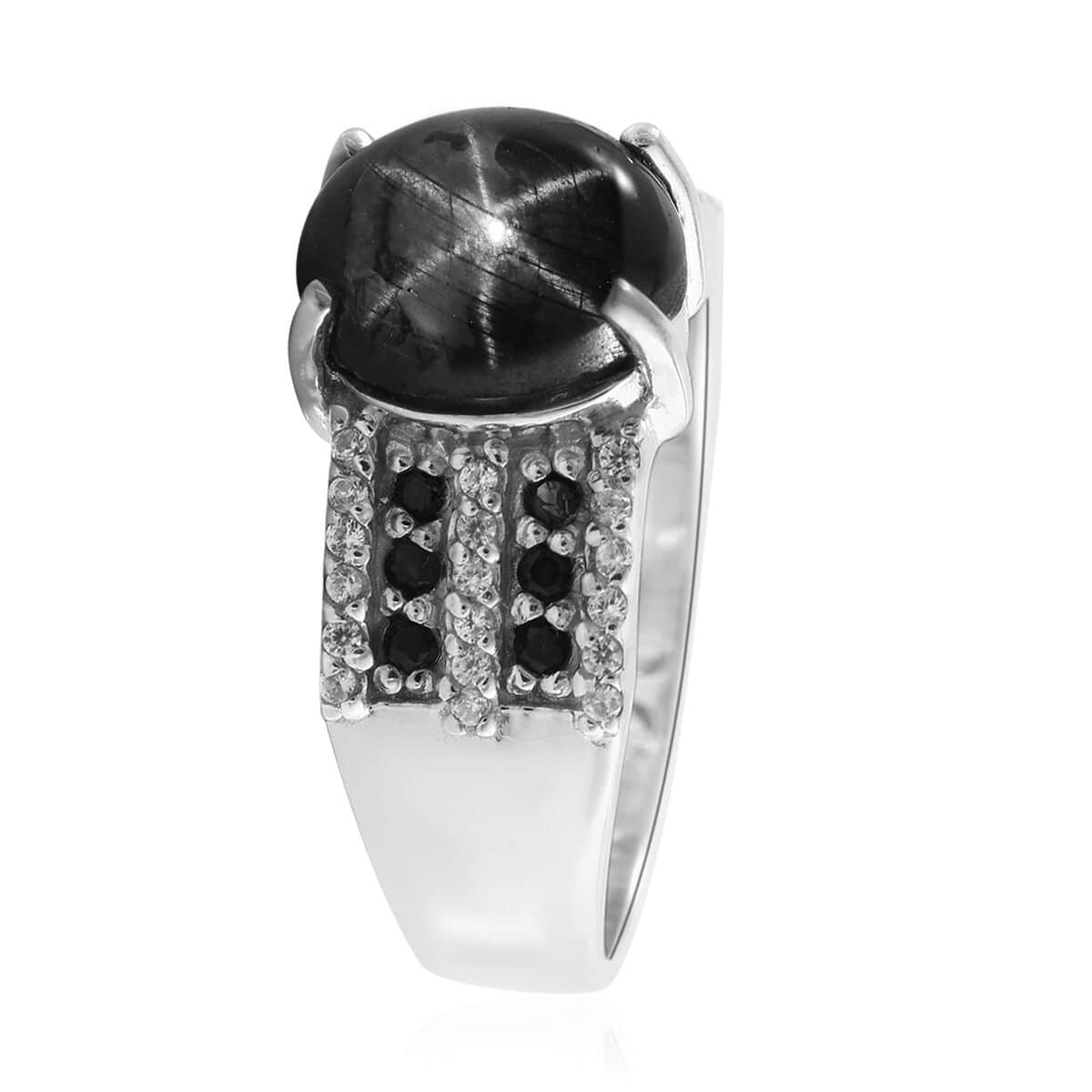 Blue Star Sapphire (DF) and Multi Gemstone Ring in Platinum Over Sterling Silver 5.10 ctw image number 2