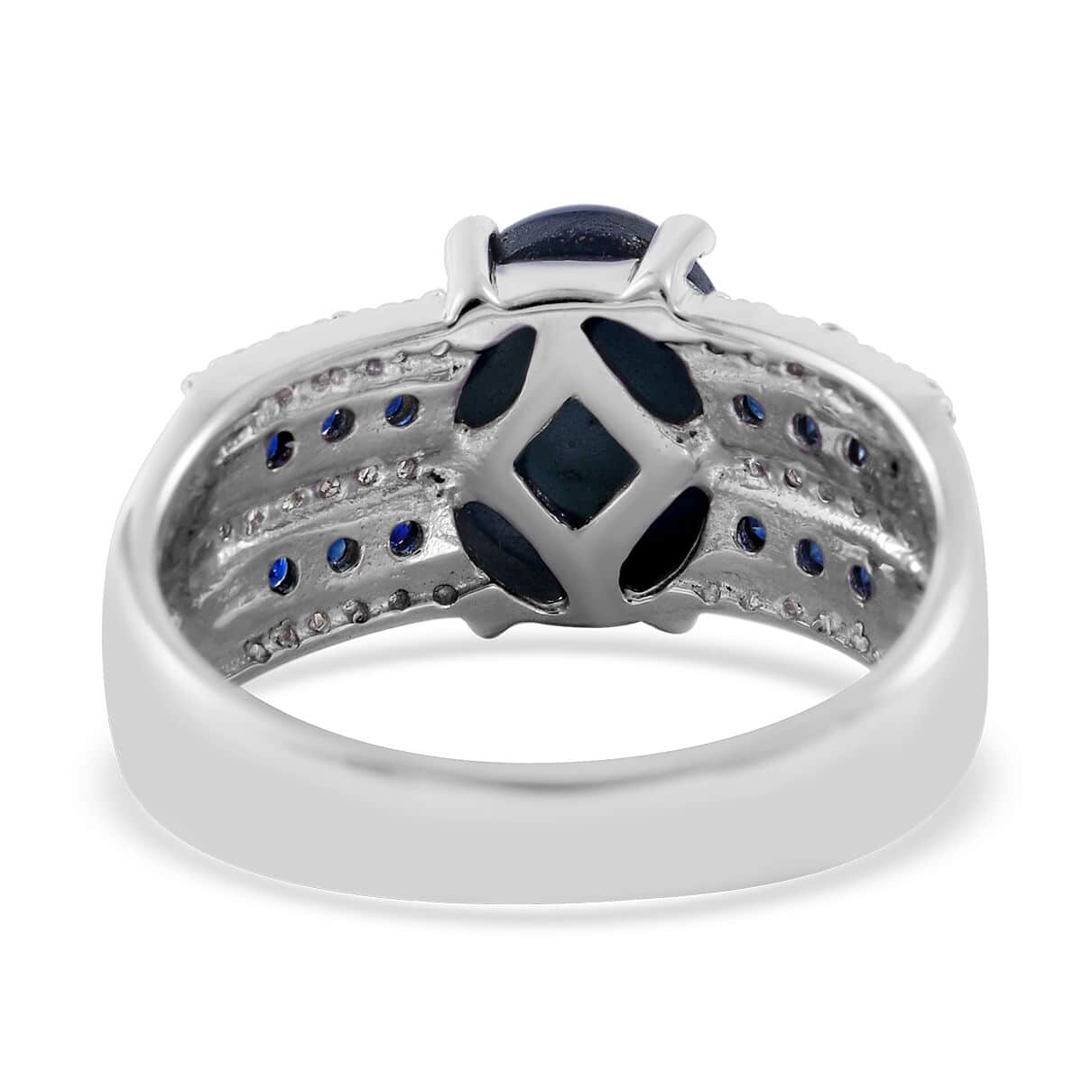 Blue Star Sapphire (DF) and Multi Gemstone Ring in Platinum Over Sterling Silver 5.10 ctw image number 3