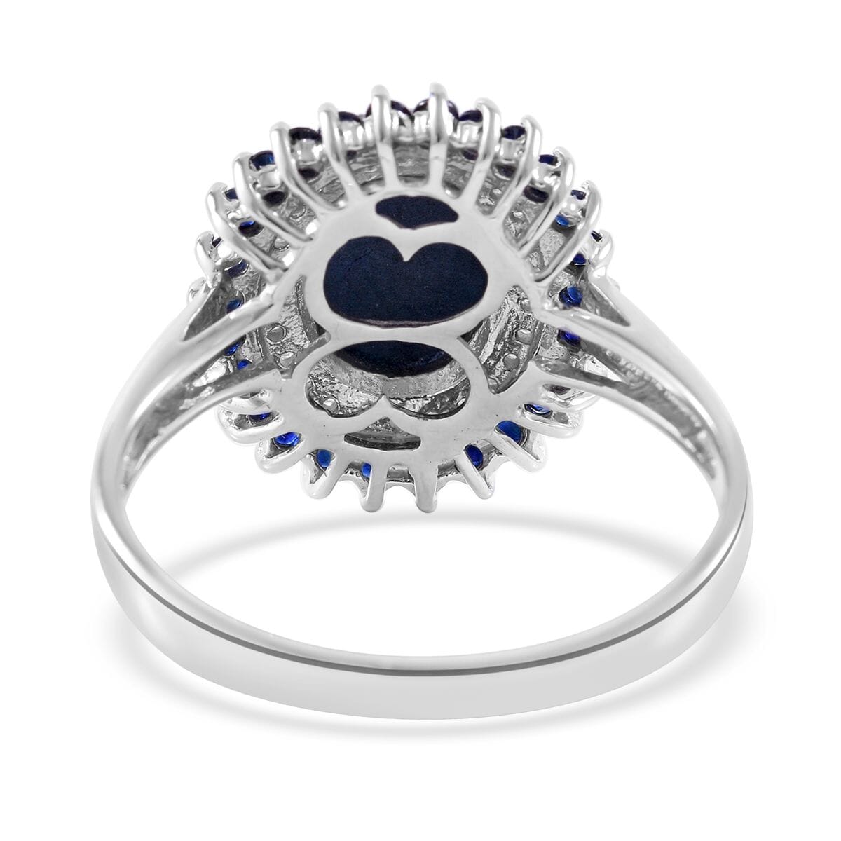 Blue Star Sapphire (DF) and Multi Gemstone Floral Ring in Platinum Over Sterling Silver 5.10 ctw image number 3