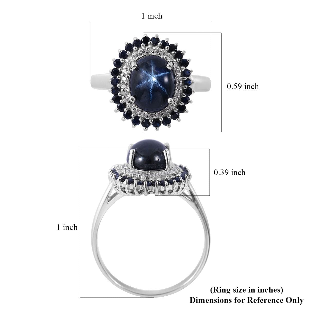 Blue Star Sapphire (DF) and Multi Gemstone Floral Ring in Platinum Over Sterling Silver 5.10 ctw image number 4