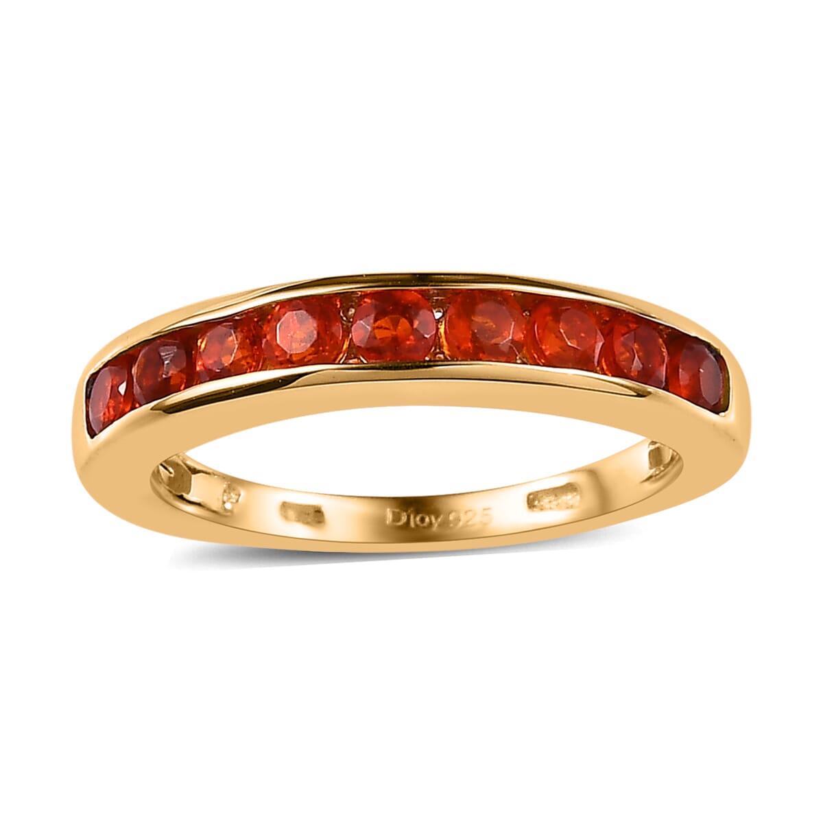 Mexican Fire Opal Half Eternity Band Ring in Vermeil Yellow Gold Over Sterling Silver 0.40 ctw image number 0