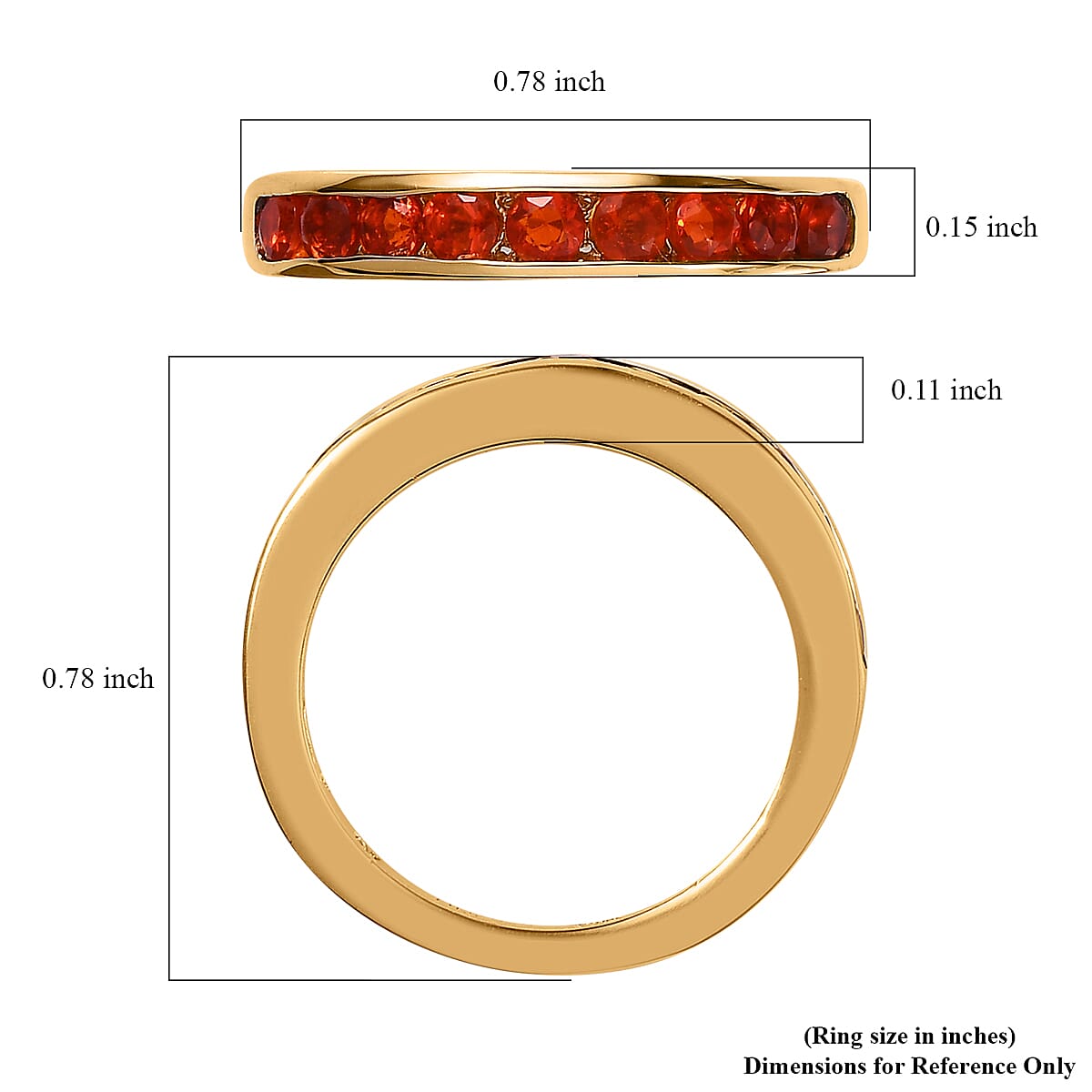 Mexican Fire Opal Half Eternity Band Ring in Vermeil Yellow Gold Over Sterling Silver (Size 10.0) 0.40 ctw