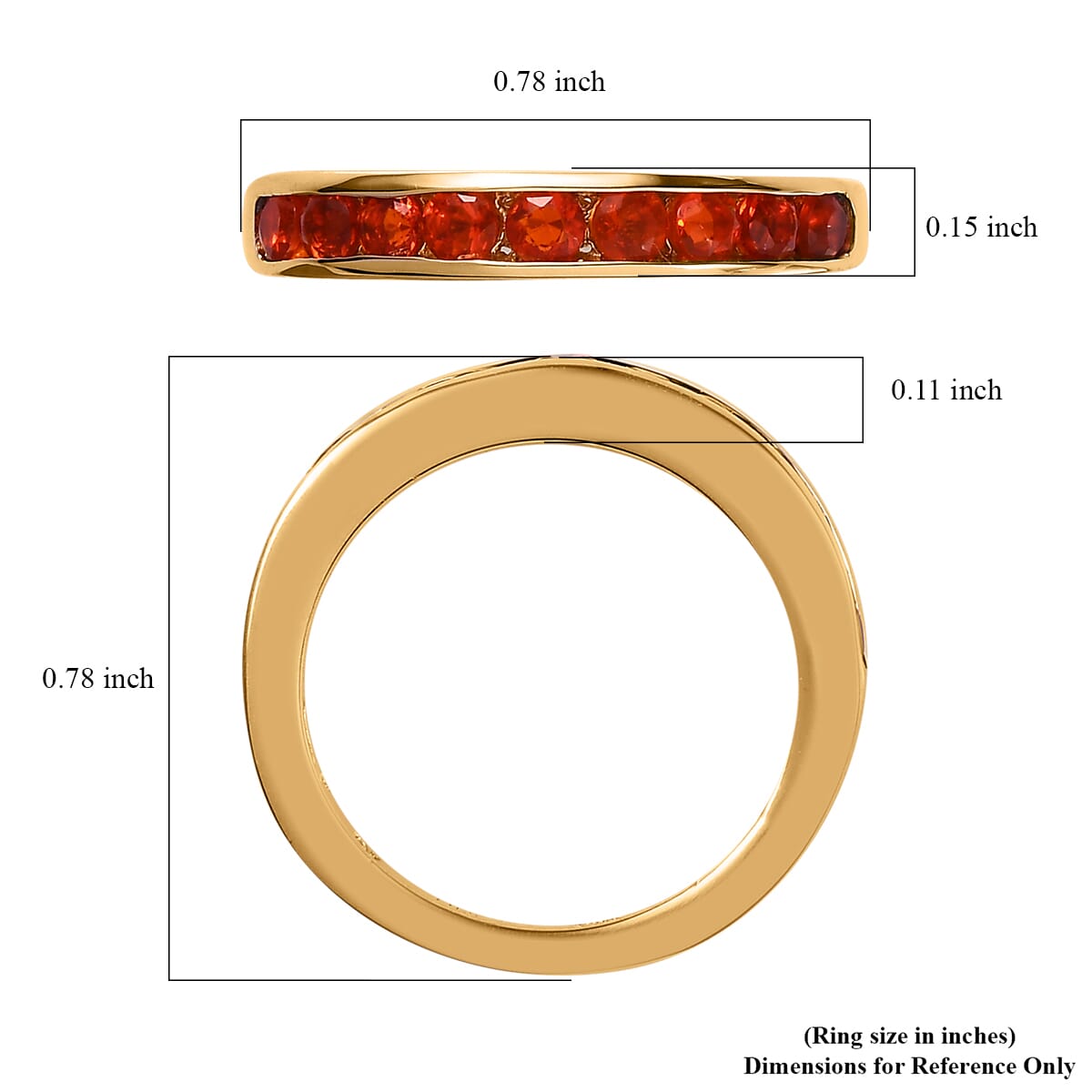 Mexican Fire Opal Half Eternity Band Ring in Vermeil Yellow Gold Over Sterling Silver 0.40 ctw image number 5