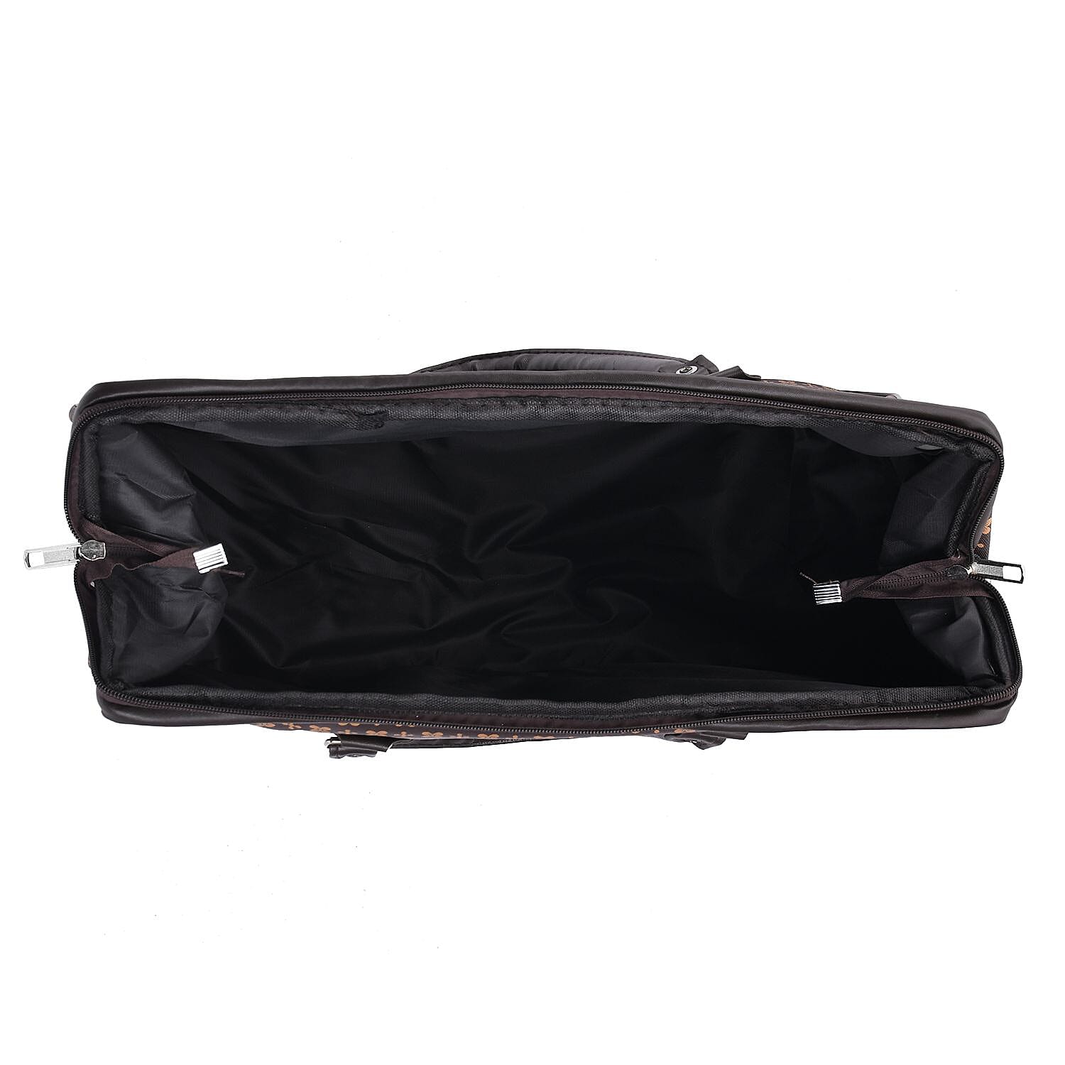 Passage Dark Coffee with Small Flower Print Travel Bag with Shoulder Strap