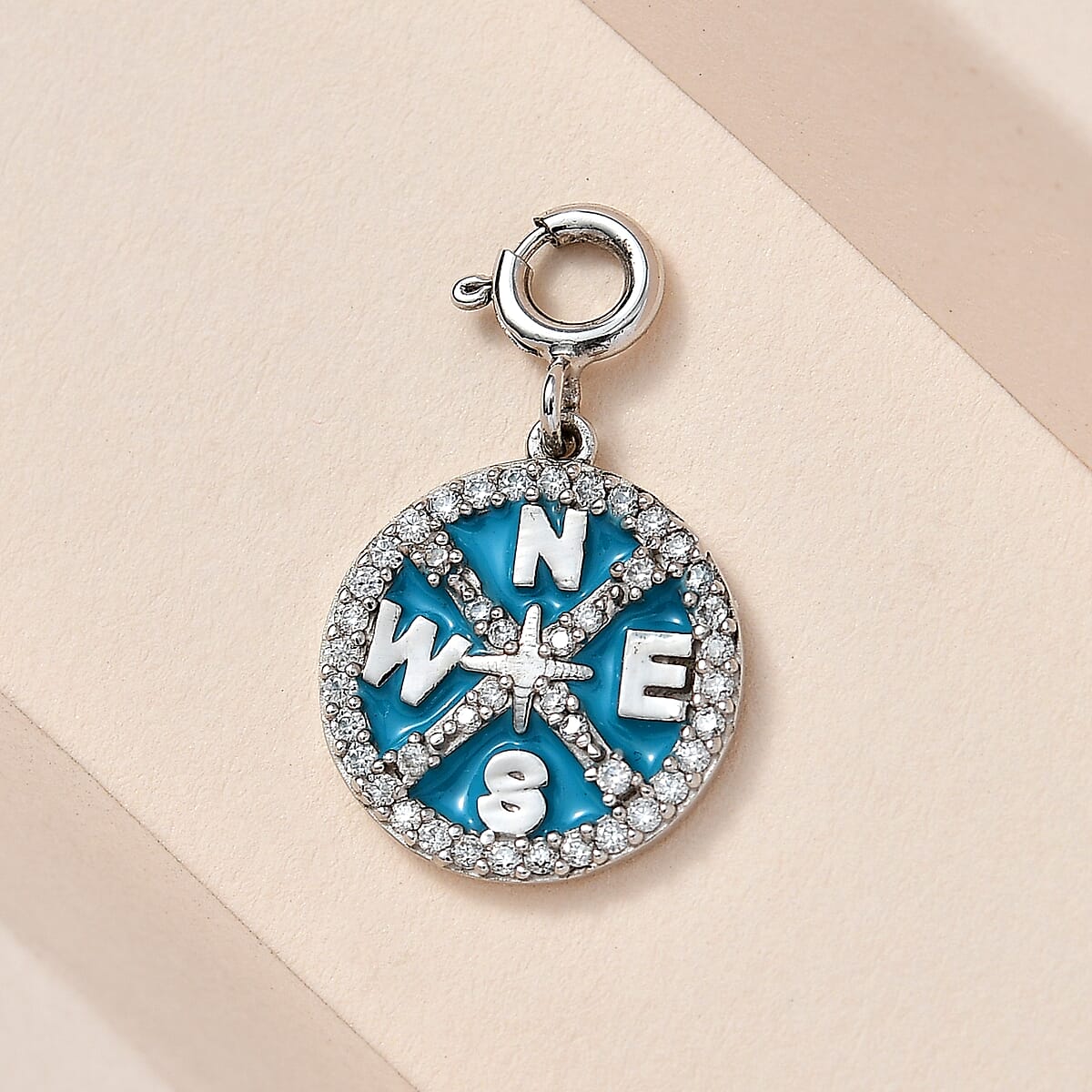 Moissanite Enameled Charm in Platinum Over Sterling Silver 0.25 ctw image number 1