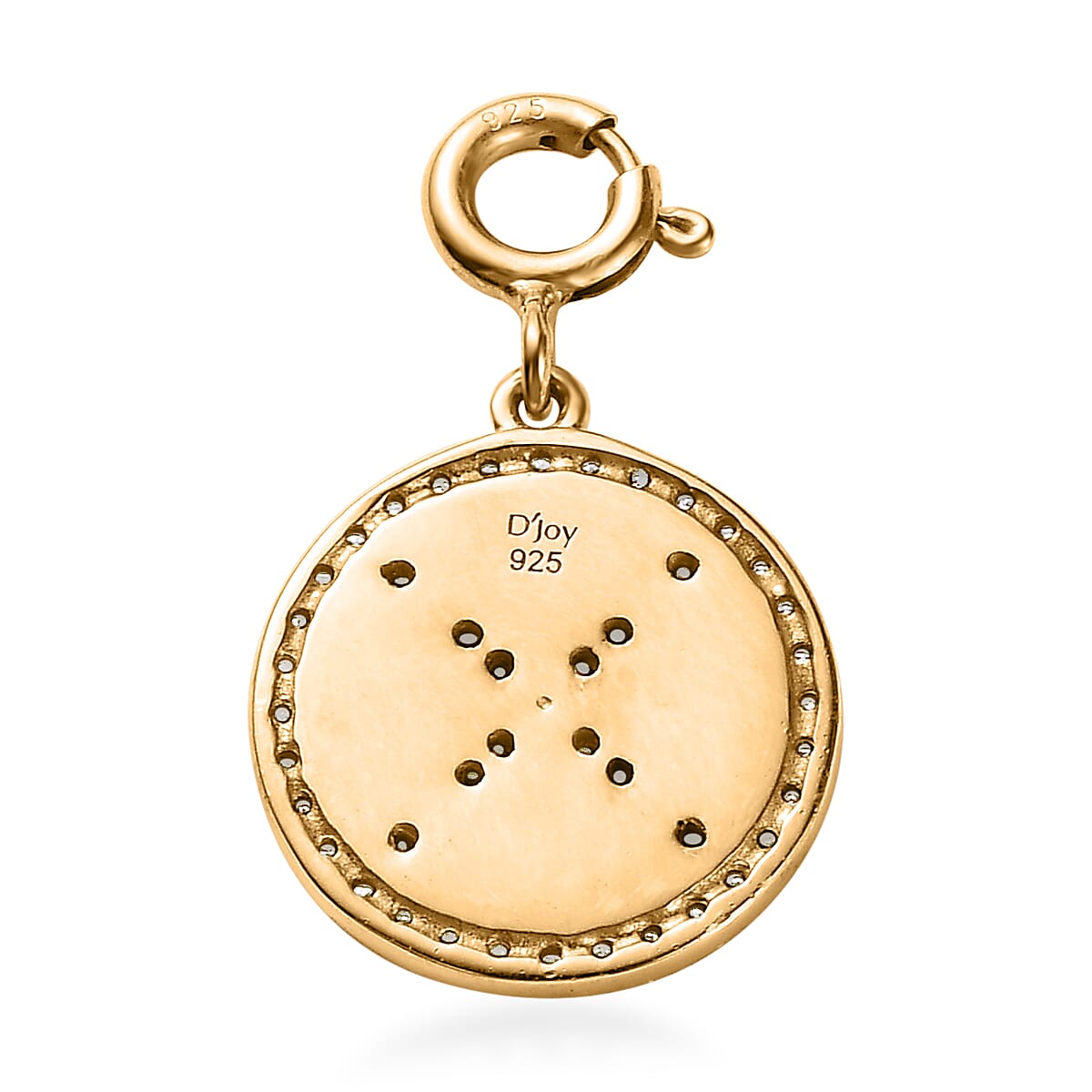 Moissanite Enameled Celestial Medallion Compass Charm in Vermeil Yellow Gold Over Sterling Silver 0.25 ctw image number 4