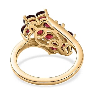 Orissa Rose Garnet and White Zircon 2.52 ctw Cluster Ring in 14K YG Over Sterling Silver (Size 8)