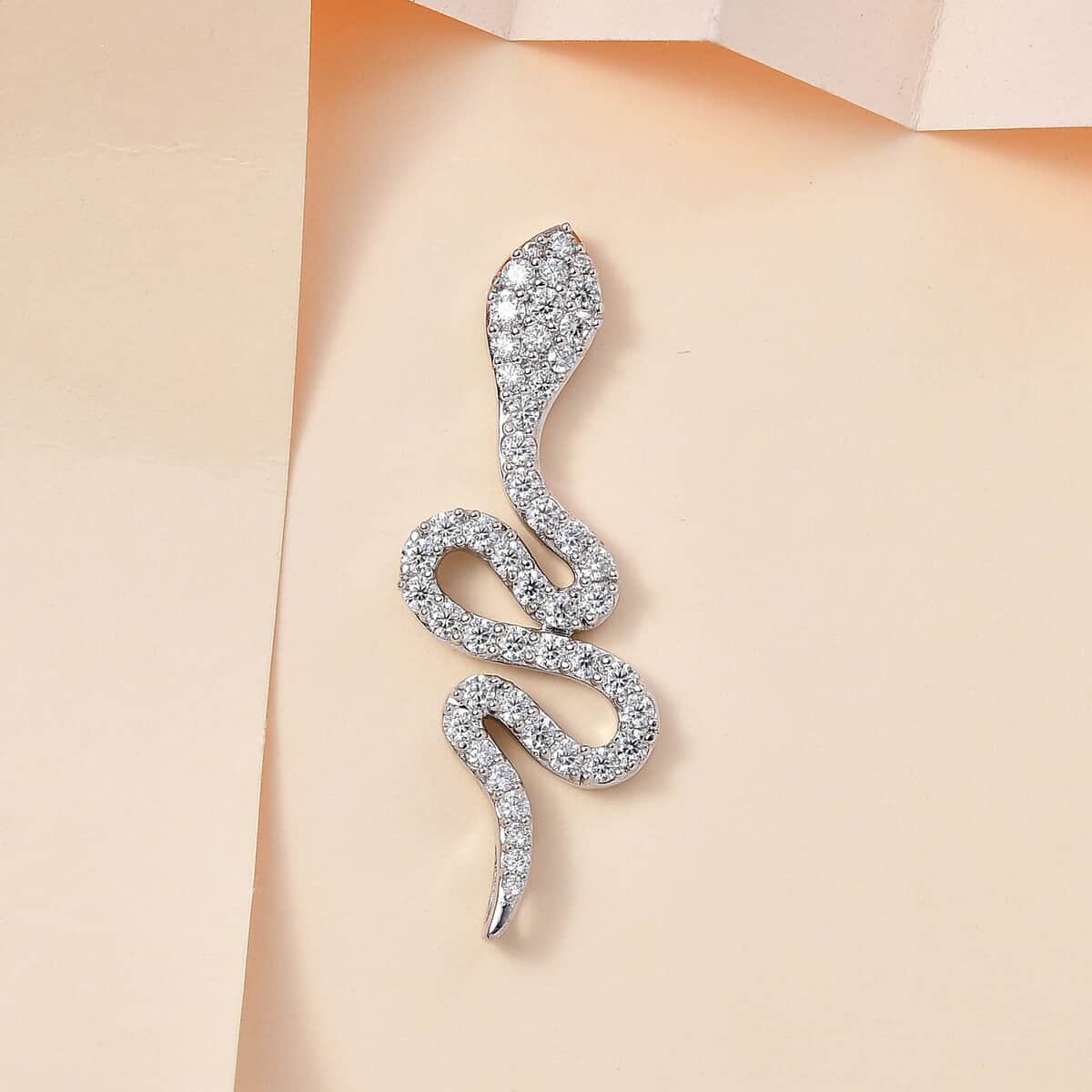 Moissanite Snake Pendant in Platinum Over Sterling Silver 1.35 ctw image number 1