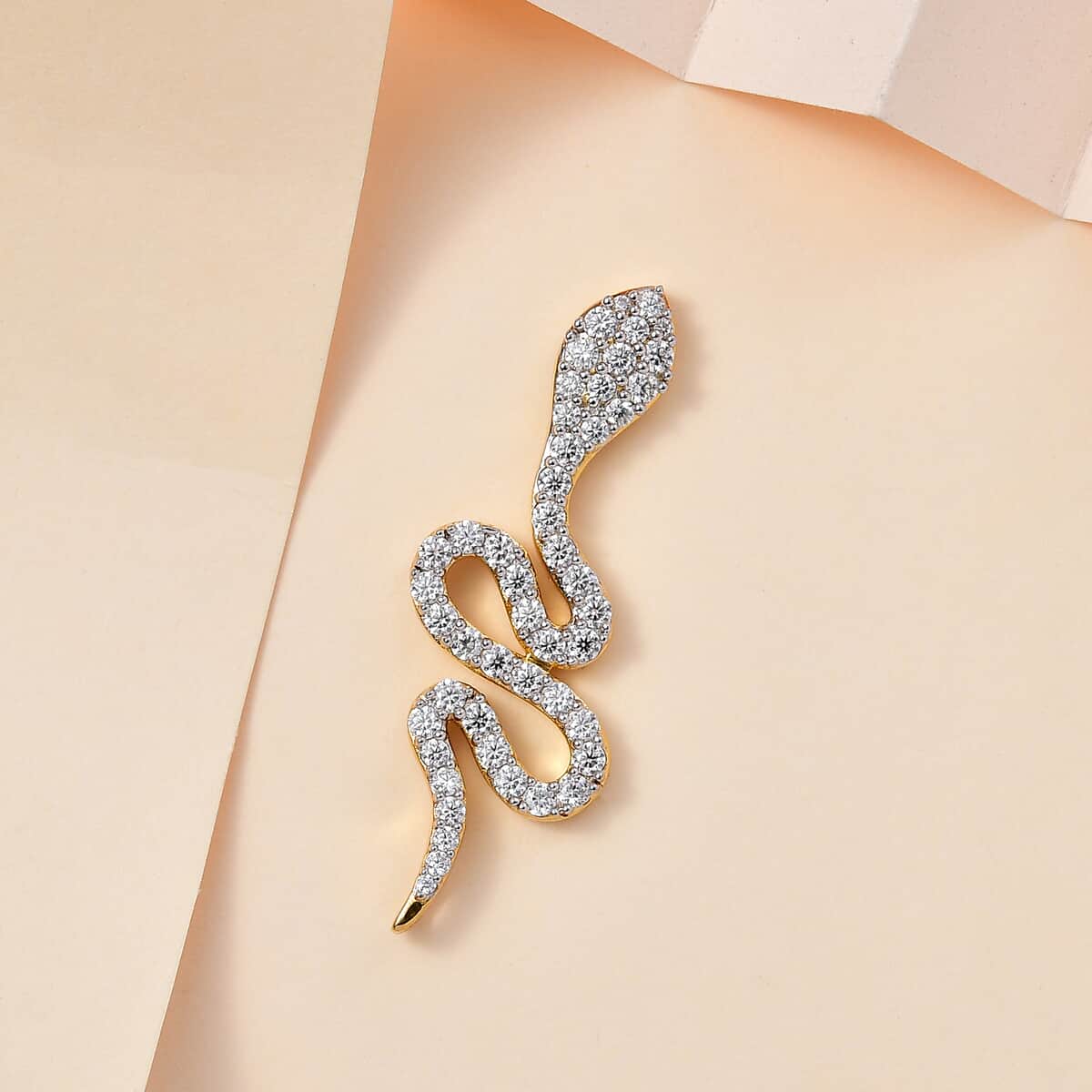 Moissanite Snake Pendant in Vermeil Yellow Gold Over Sterling Silver 1.35 ctw image number 1