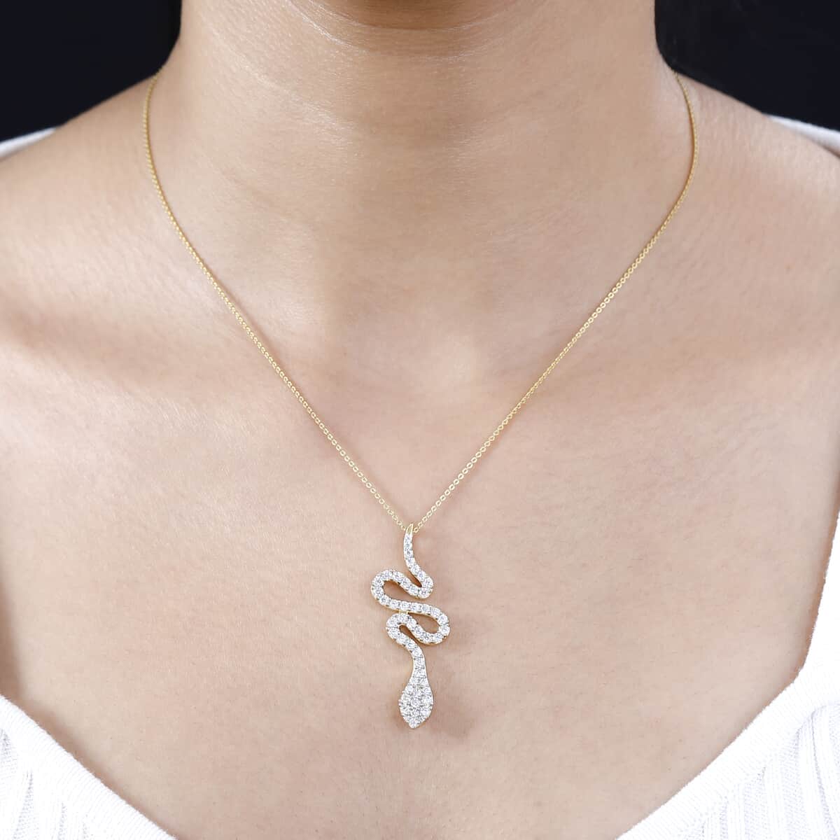 Moissanite Snake Pendant in Vermeil Yellow Gold Over Sterling Silver 1.35 ctw image number 2