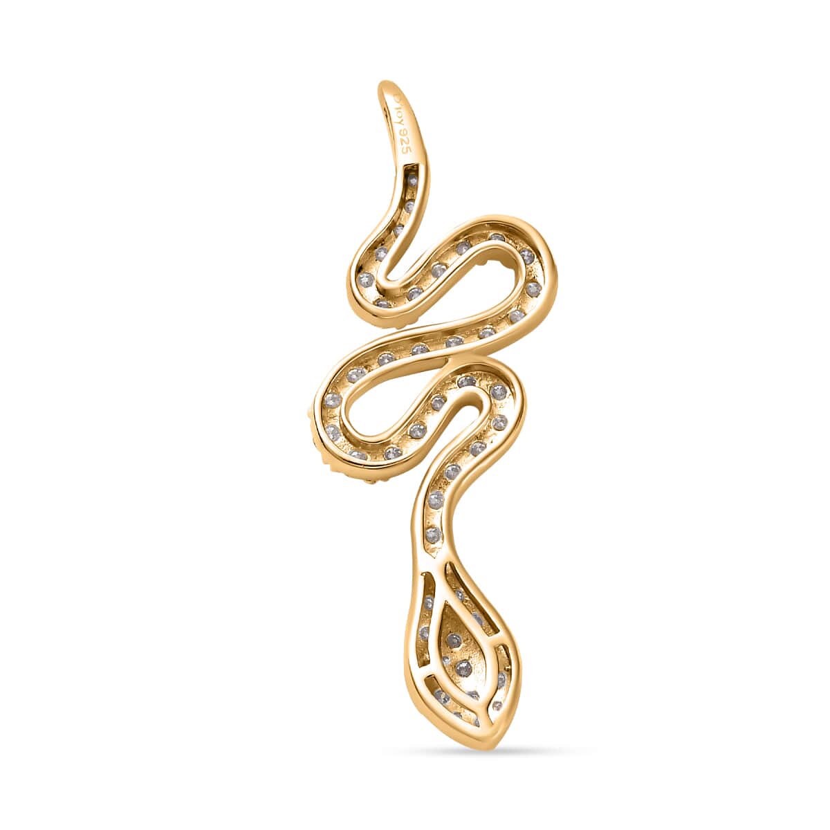 Moissanite Snake Pendant in Vermeil Yellow Gold Over Sterling Silver 1.35 ctw image number 4
