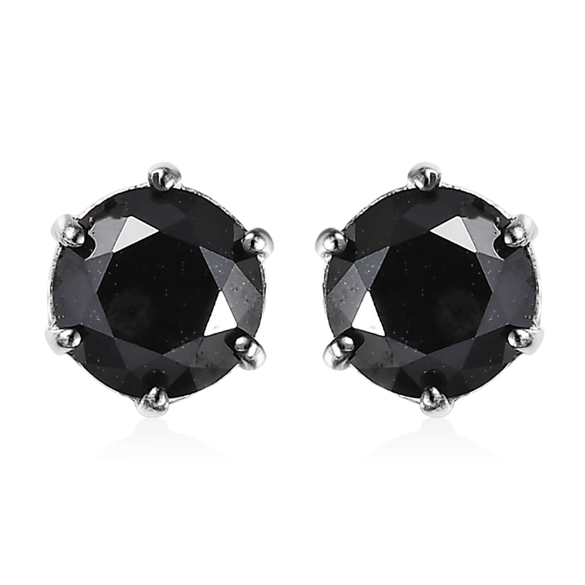 Black Diamond Solitaire Stud Earrings in Platinum Over Sterling Silver 1.50 ctw image number 0