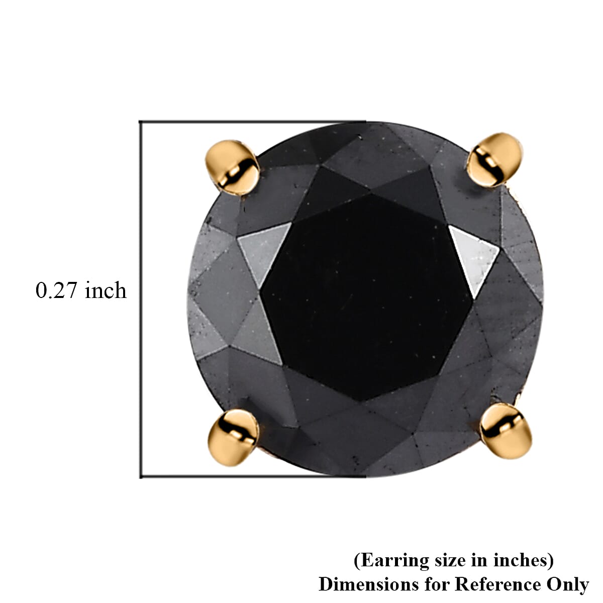 Black Diamond Solitaire Stud Earrings in Vermeil Yellow Gold Over Sterling Silver 2.50 ctw image number 4