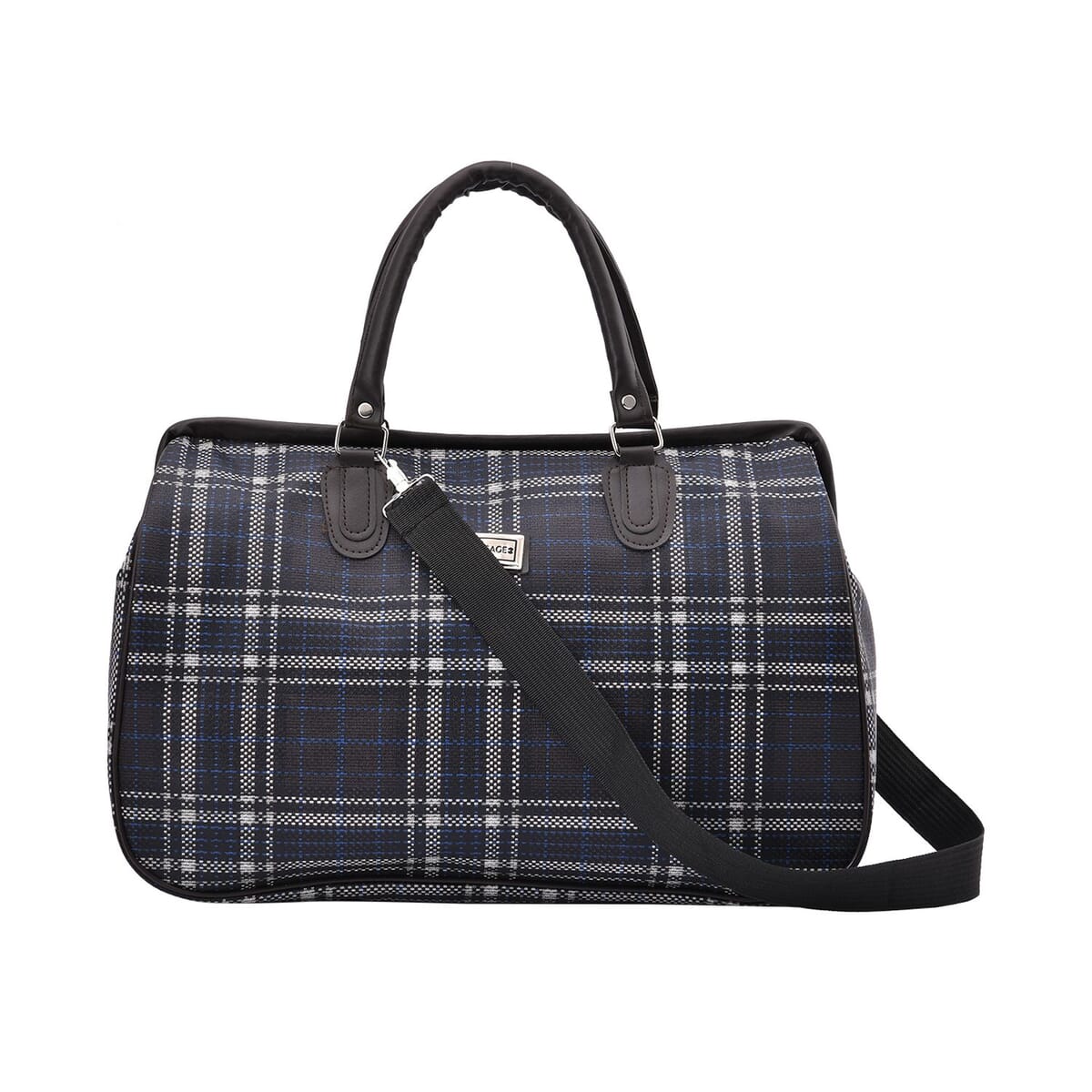 Passage Black with Checked Print Travel Bag with Shoulder Strap image number 0