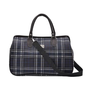 Passage Black with Checked Print Travel Bag with Shoulder Strap