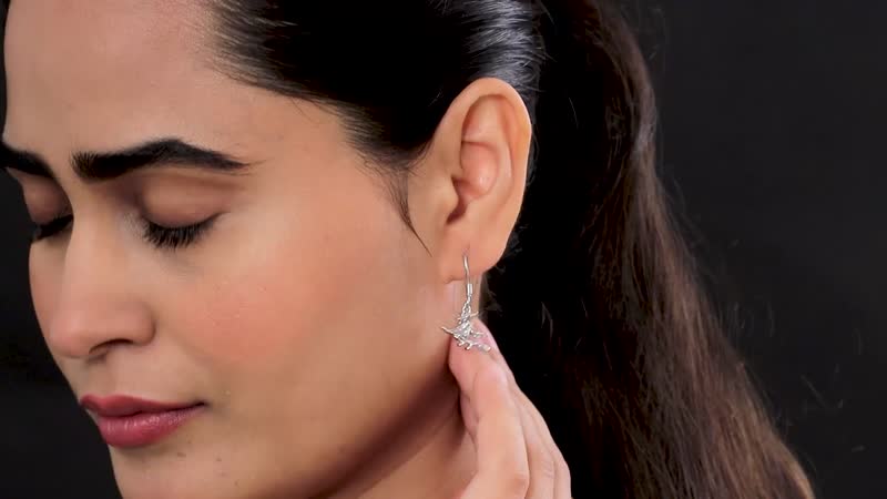 Platinum Over Sterling Silver Dangle Earrings (3.50 g)