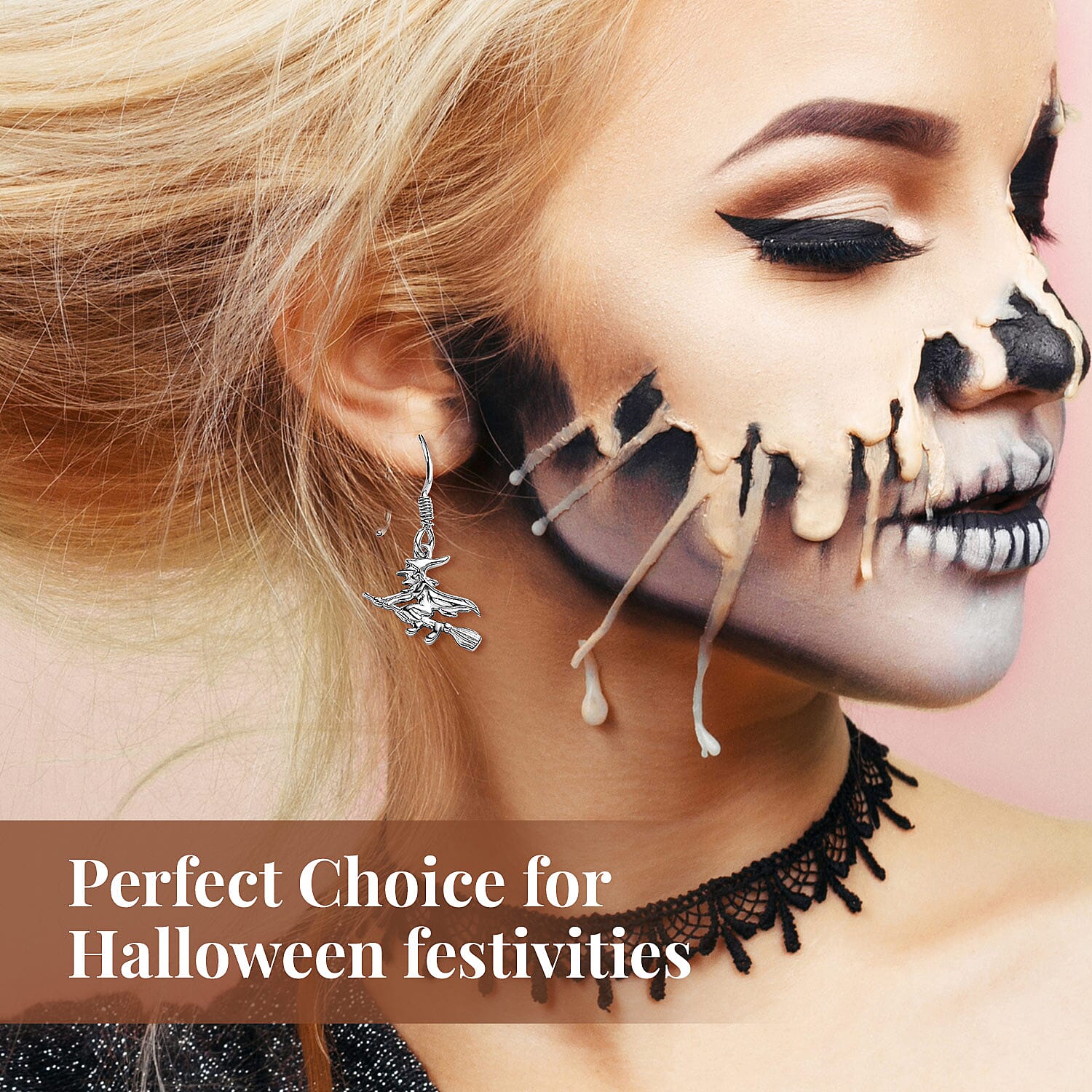 Platinum Over Sterling Silver Halloween Witch Earrings 3.50 Grams