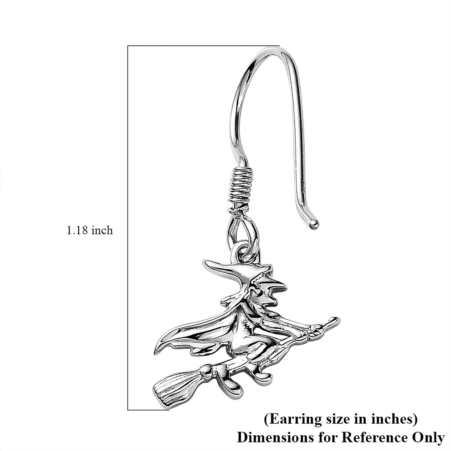 Platinum Over Sterling Silver Halloween Witch Earrings 3.50 Grams