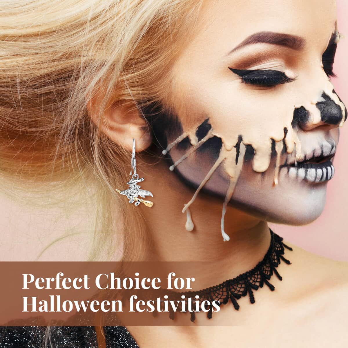 14K Yellow Gold Over and Sterling Silver Halloween Witch Earrings 3.50 Grams image number 5