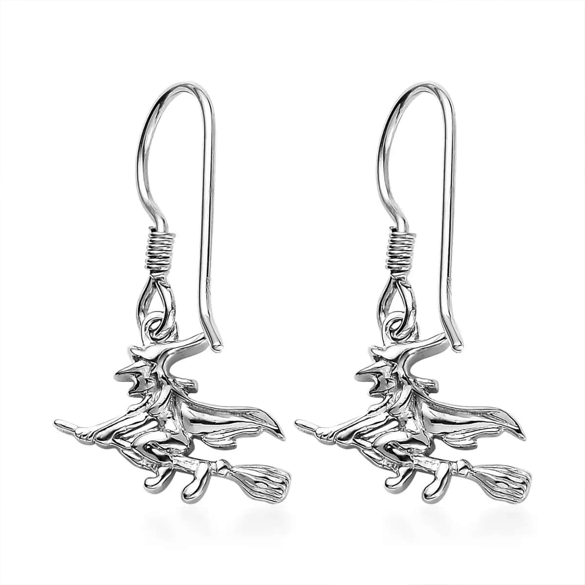 14K Yellow Gold Over and Sterling Silver Halloween Witch Earrings 3.50 Grams image number 8