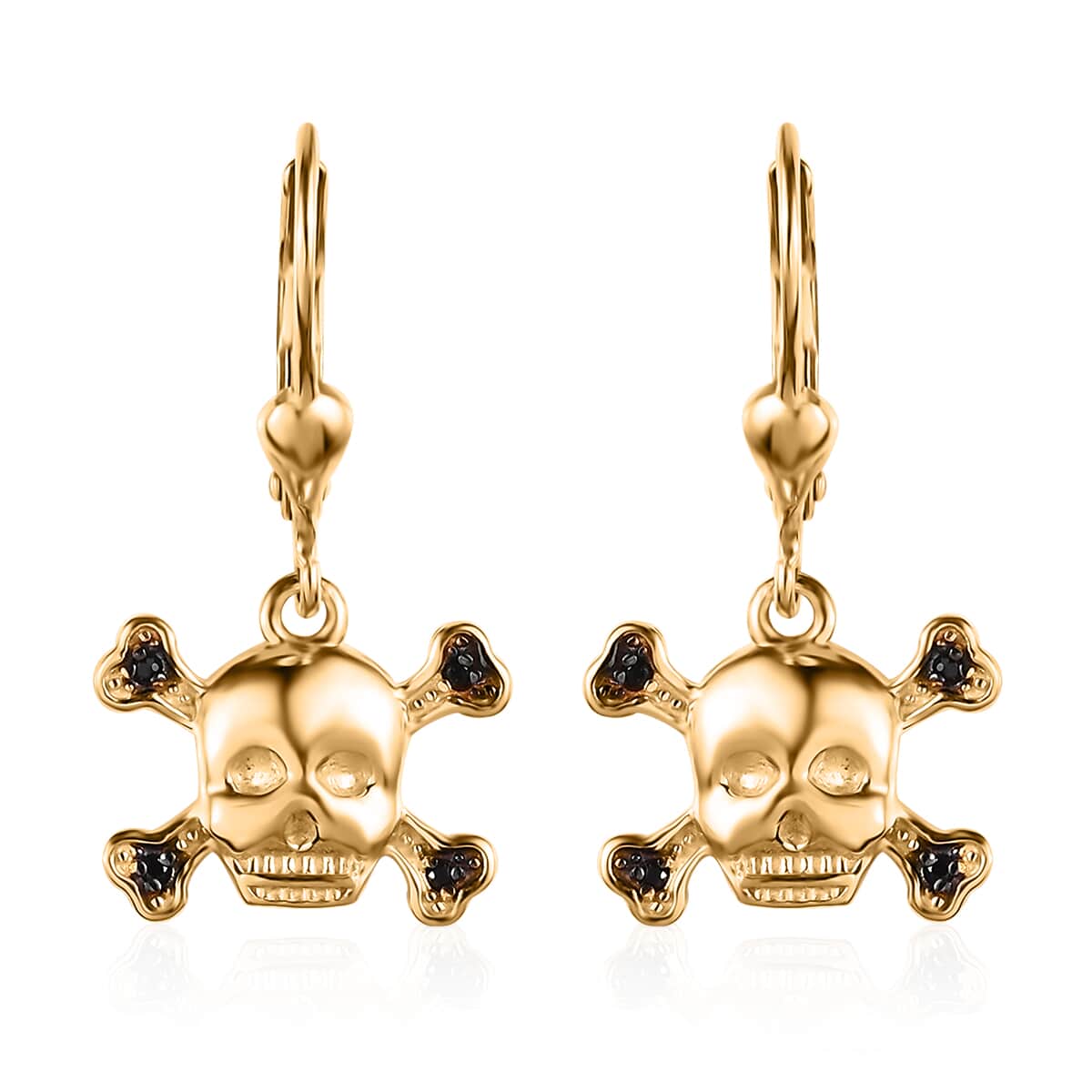 Buy Thai Black Spinel Halloween Skull Earrings in Vermeil Yellow Gold Over  Sterling Silver 0.15 ctw at