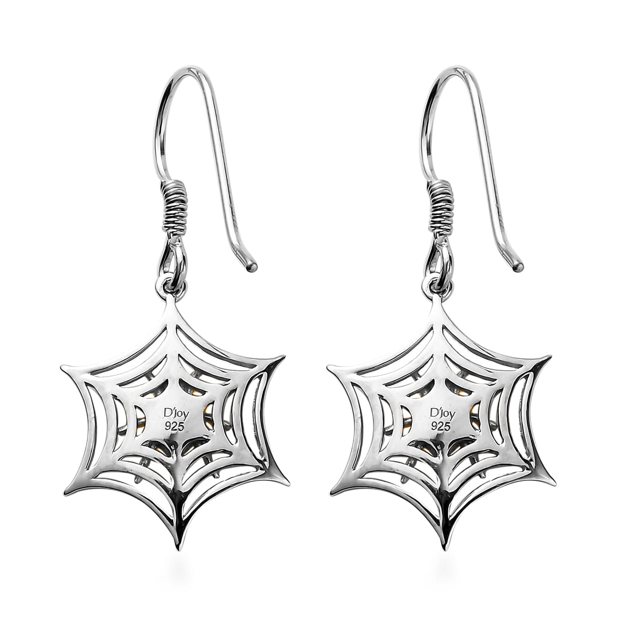 14K YG and Platinum Over Sterling Silver Spider Web Earrings (3.40 g) image number 4