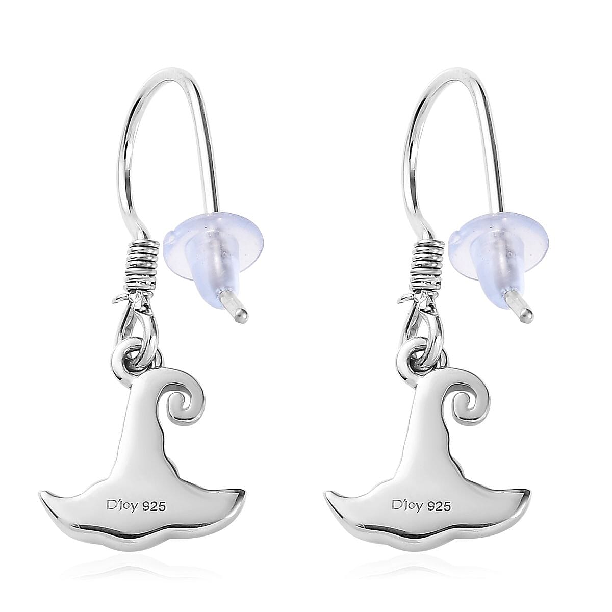 Platinum Over Sterling Silver Witches Hat Earrings 2.85 Grams