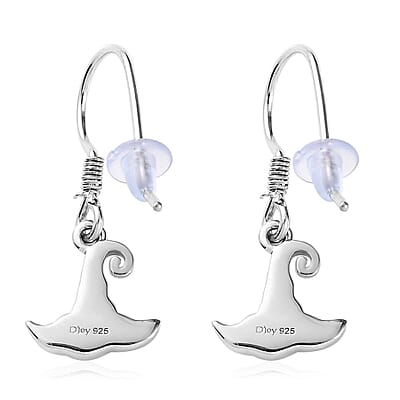 Platinum Over Sterling Silver Witches Hat Earrings 2.85 Grams