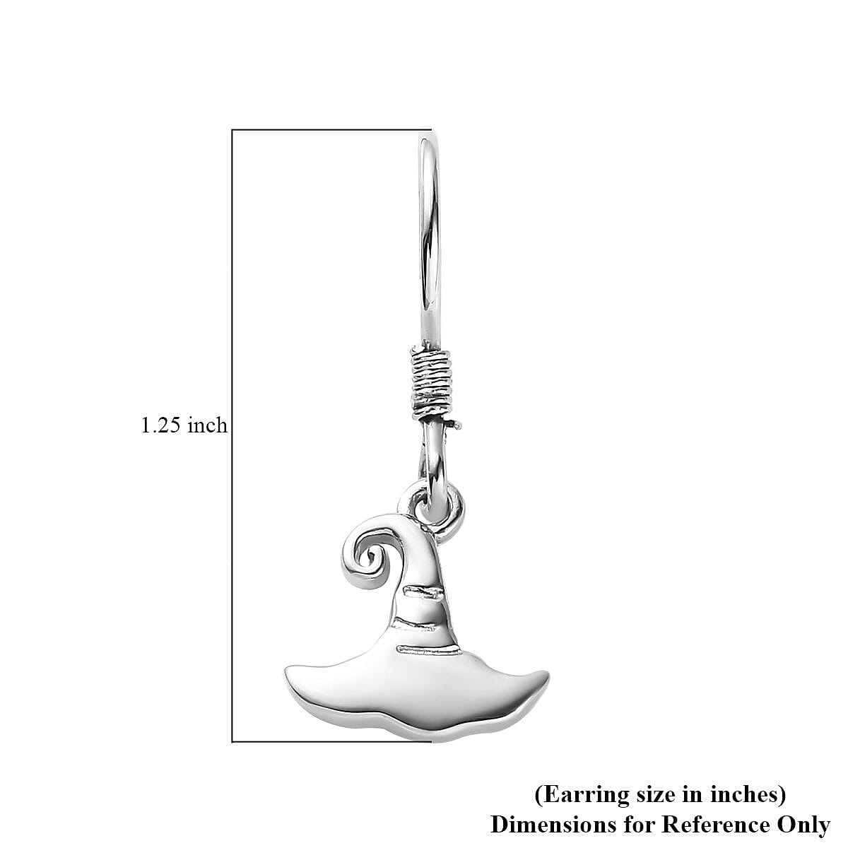 Platinum Over Sterling Silver Witches Hat Earrings 2.85 Grams