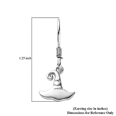 Platinum Over Sterling Silver Witches Hat Earrings 2.85 Grams