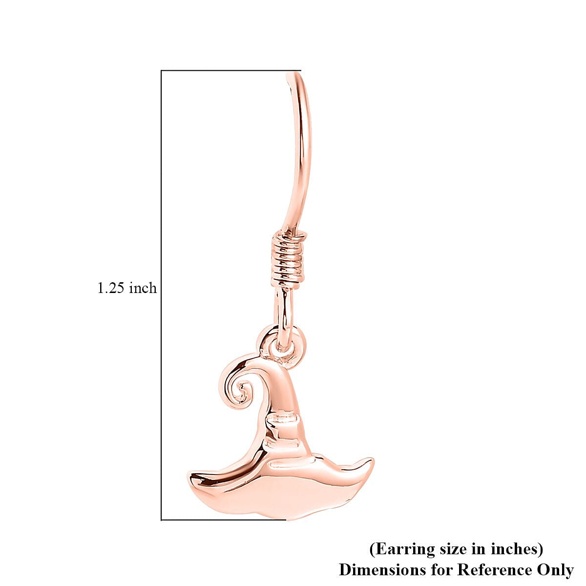 Vermeil Rose Gold Over Sterling Silver Witches Hat Earrings 2.85 Grams image number 5