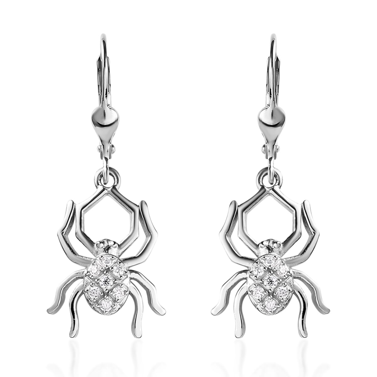 Moissanite Spider Earrings in Platinum Over Sterling Silver 0.10 ctw image number 0
