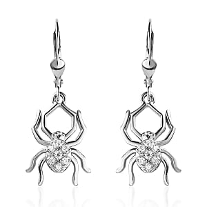 Moissanite Spider Earrings in Platinum Over Sterling Silver 0.10 ctw