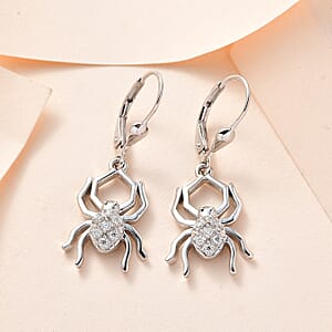 Moissanite Spider Earrings in Platinum Over Sterling Silver 0.10 ctw