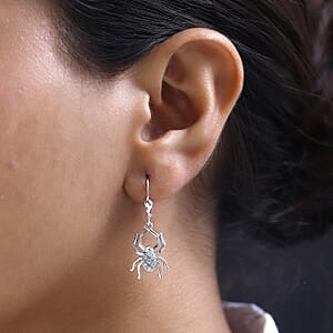 Moissanite Spider Earrings in Platinum Over Sterling Silver 0.10 ctw