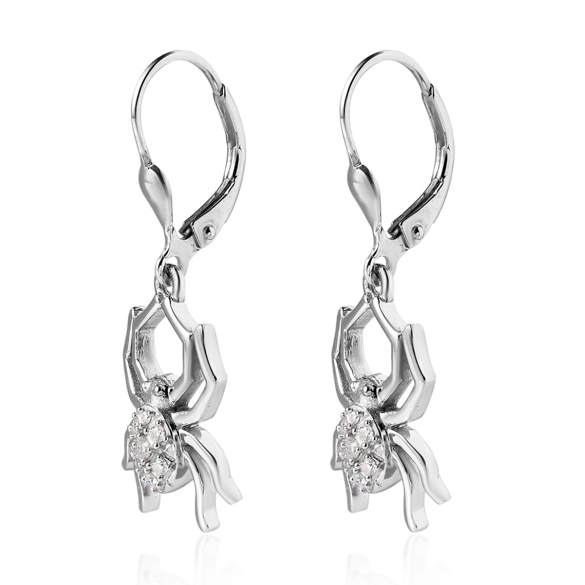 Moissanite Spider Earrings in Platinum Over Sterling Silver 0.10 ctw image number 3