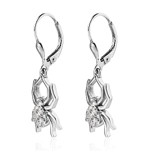 Moissanite Spider Earrings in Platinum Over Sterling Silver 0.10 ctw