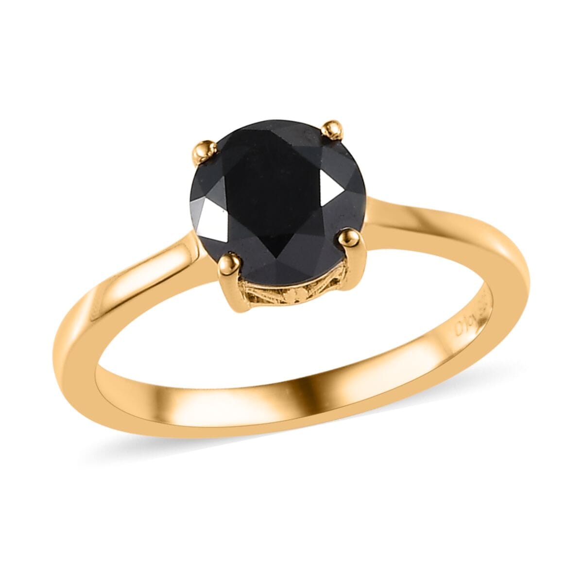 Black Diamond Solitaire Ring in Vermeil Yellow Gold Over Sterling Silver 1.50 ctw image number 0