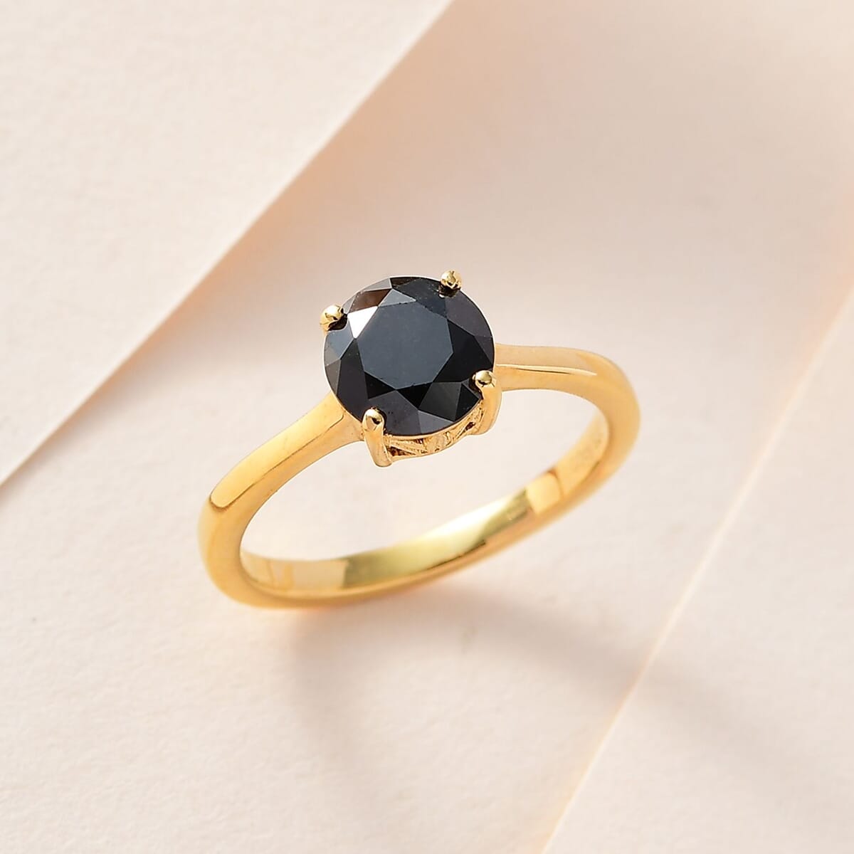 Black Diamond Solitaire Ring in Vermeil Yellow Gold Over Sterling Silver 1.50 ctw image number 1