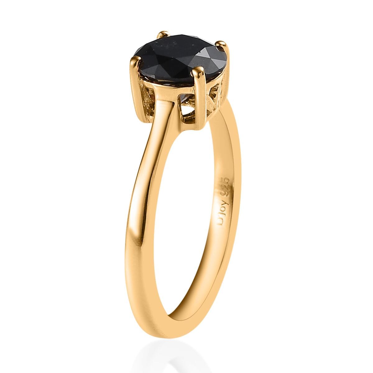 Black Diamond Solitaire Ring in Vermeil Yellow Gold Over Sterling Silver 1.50 ctw image number 3