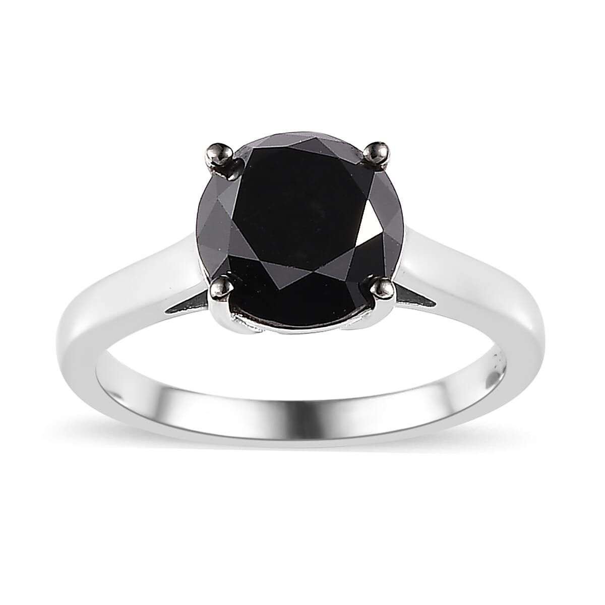 Black Diamond Solitaire Ring in Platinum Over Sterling Silver 2.50 ctw image number 0