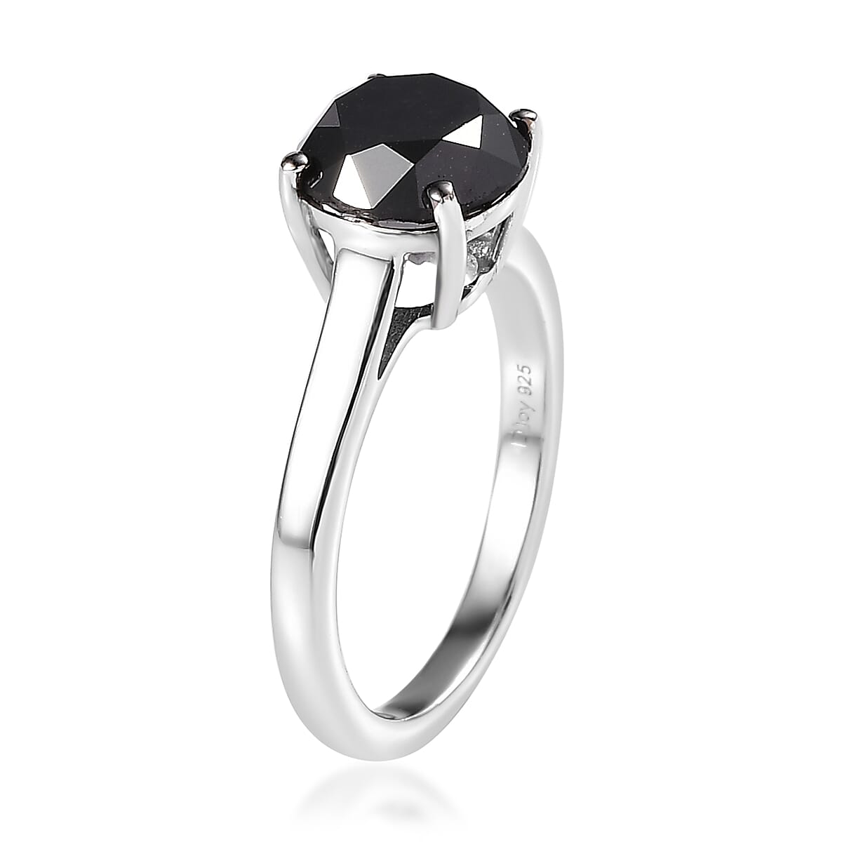 Black Diamond Solitaire Ring in Platinum Over Sterling Silver 2.50 ctw image number 3