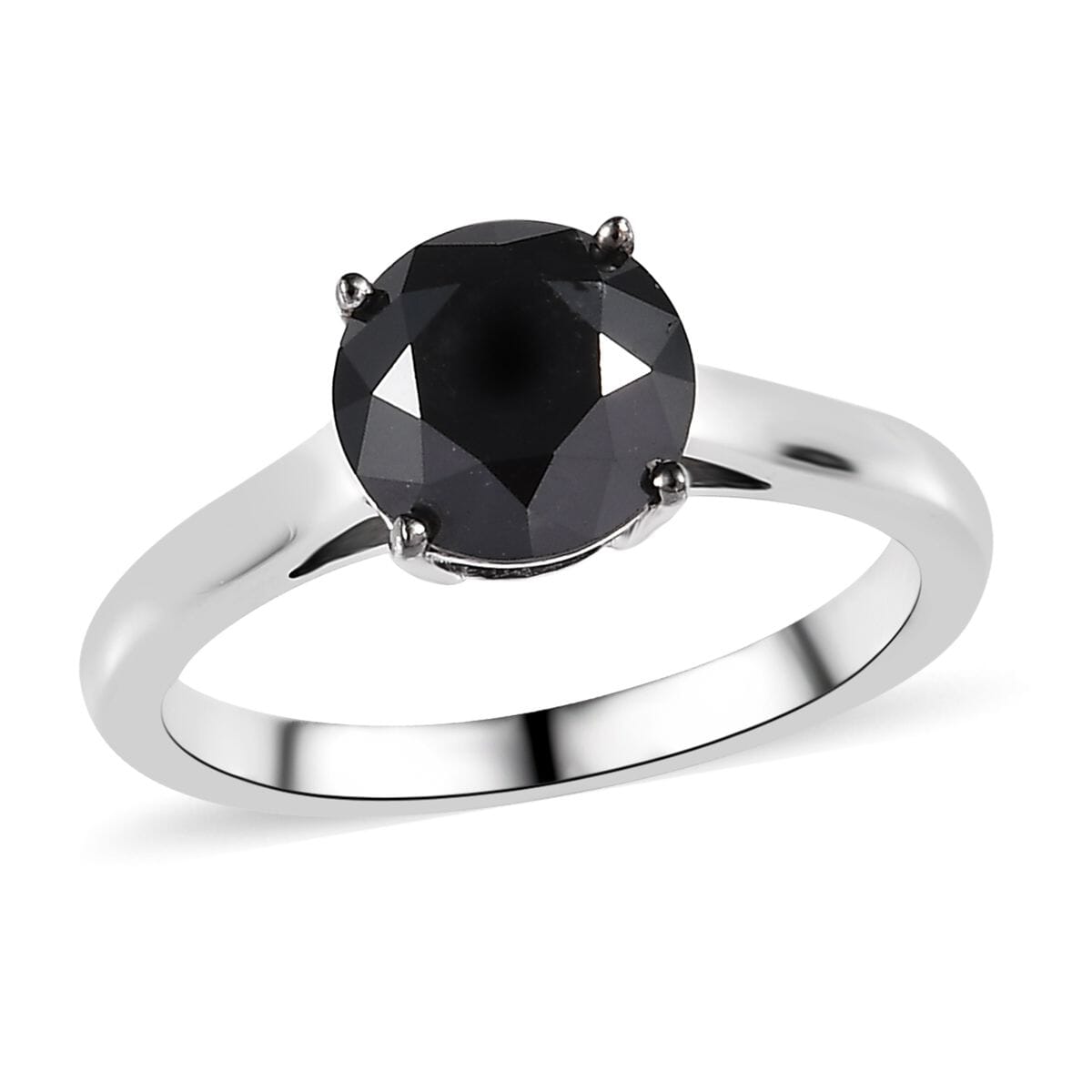 Black Diamond Solitaire Ring in Platinum Over Sterling Silver 2.00 ctw image number 0