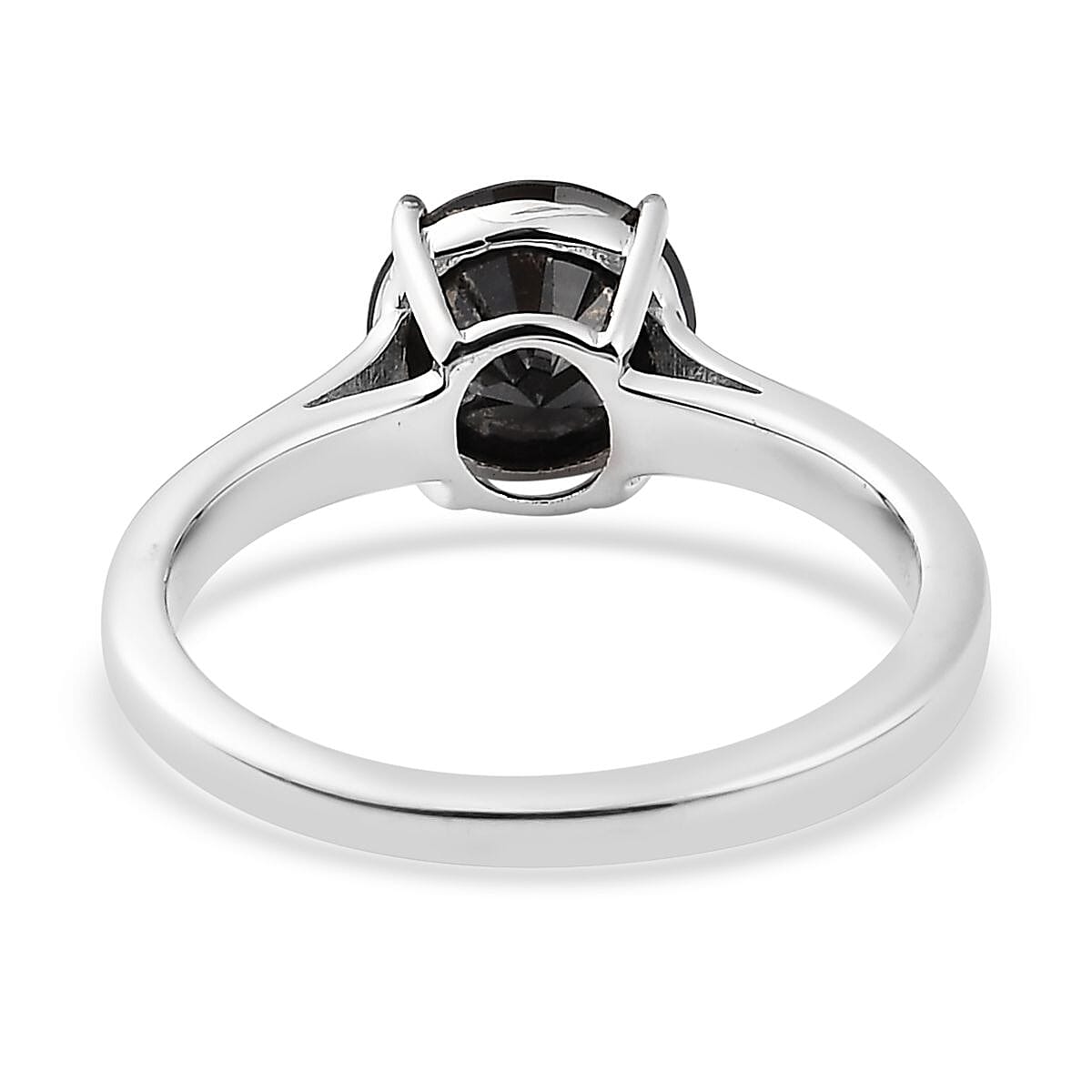 Black Diamond Solitaire Ring in Platinum Over Sterling Silver (Size 10.0) 2.00 ctw