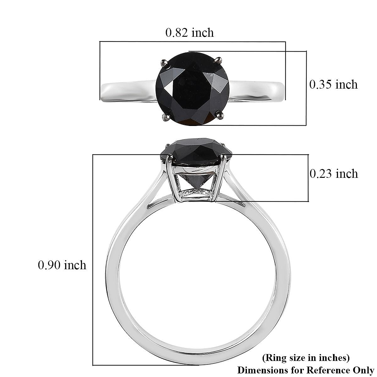 Black Diamond Solitaire Ring in Platinum Over Sterling Silver (Size 10.0) 2.00 ctw