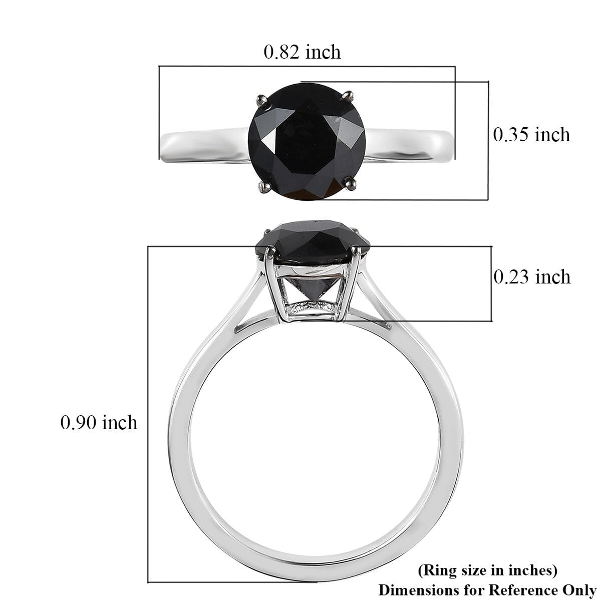 Black Diamond Solitaire Ring in Platinum Over Sterling Silver 2.00 ctw image number 5