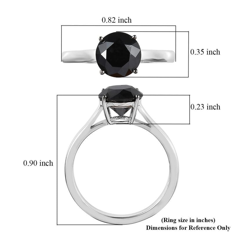 Black Diamond Solitaire Ring in Platinum Over Sterling Silver (Size 10.0) 2.00 ctw