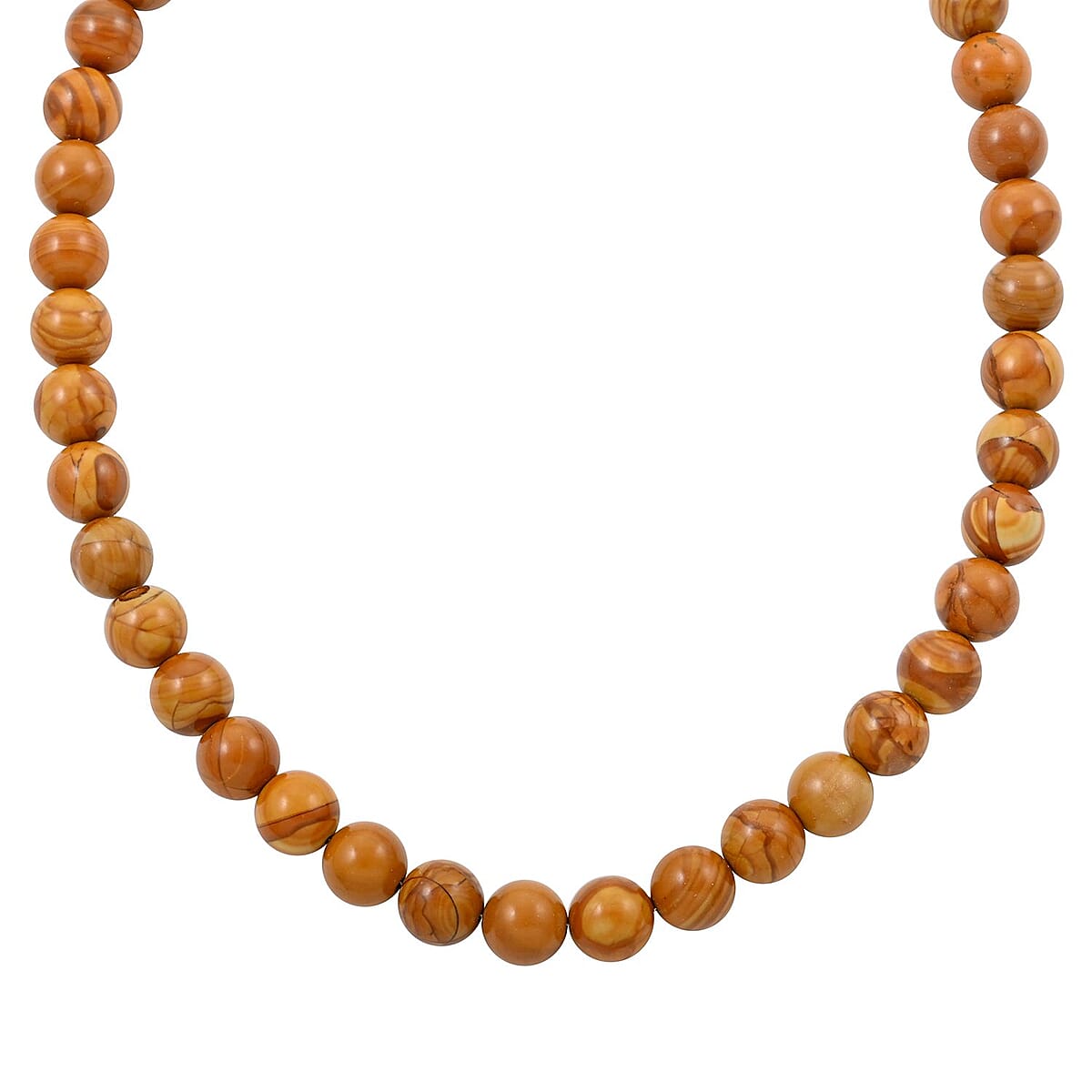 Wooden Jasper 300.00 ctw Beaded Necklace 18 Inches in Sterling Silver image number 2